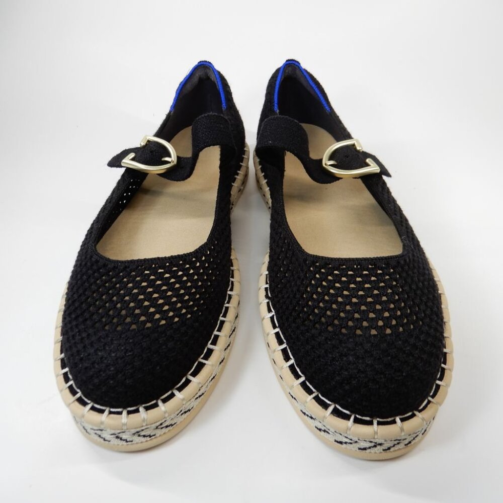 Rothy's Black Mary Jane Espadrille Flats with Gold Buckle - Picture 6 of 16